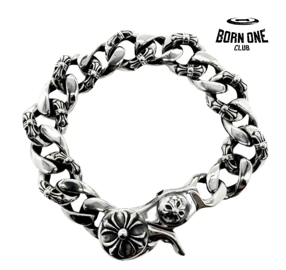 Chrome Hearts Link Clip Thick Bracelete Prata 925