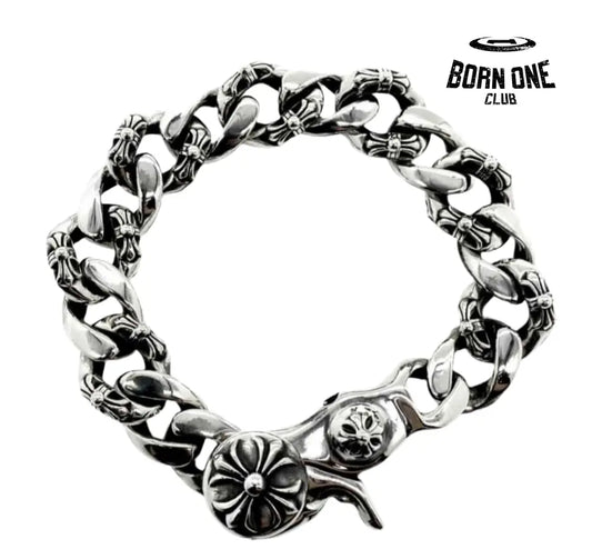 Chrome Hearts Link Clip Thick Bracelete Prata 925