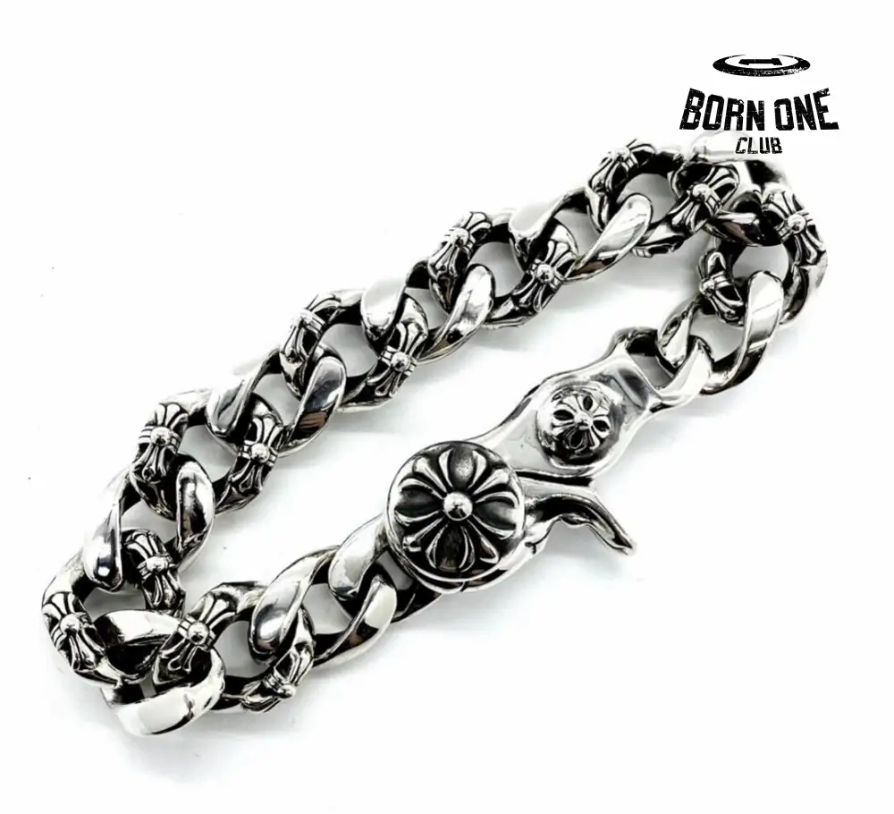 Chrome Hearts Link Clip Thick Bracelete Prata 925