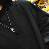 CHROME HEARTS Small Cross & Babyfat Necklace (Com Corrente Twist) Prata 925 e Zircônia