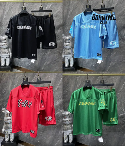 Chrome Hearts summer suit conjunto bermuda e manga curta