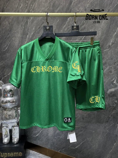 Chrome Hearts summer suit conjunto bermuda e manga curta