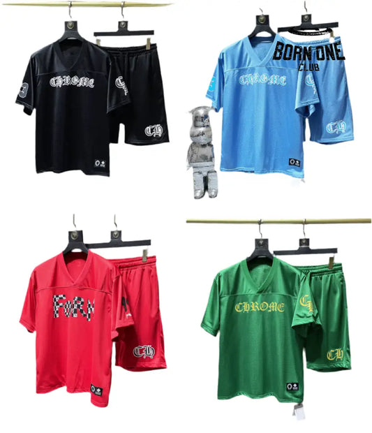 Chrome Hearts summer suit conjunto bermuda e manga curta