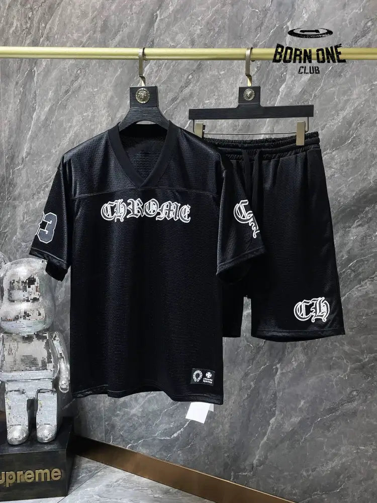 Chrome Hearts summer suit conjunto bermuda e manga curta