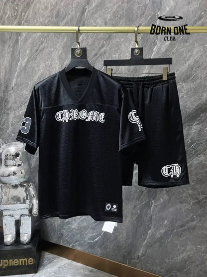 Chrome Hearts summer suit conjunto bermuda e manga curta