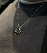 CHROME HEARTS Tiny Cross & Babyfat Necklace (with Twist Chain) Prata 925