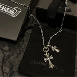 CHROME HEARTS Tiny Cross & Babyfat Necklace (with Twist Chain) Prata 925