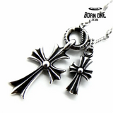 CHROME HEARTS Tiny Cross & Babyfat Necklace (with Twist Chain) Prata 925