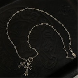 CHROME HEARTS Tiny Cross & Babyfat Necklace (with Twist Chain) Prata 925