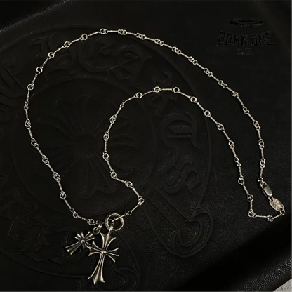 CHROME HEARTS Tiny Cross & Babyfat Necklace (with Twist Chain) Prata 925