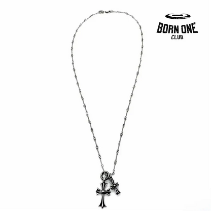 CHROME HEARTS Tiny Cross & Babyfat Necklace (with Twist Chain) Prata 925