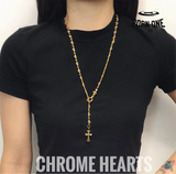 CHROME HEARTS Tiny Cross Necklace (with Tiny E Plus Chalk Chain) Prata 925