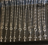 CHROME HEARTS Tiny Cross Necklace (with Tiny E Plus Chalk Chain) Prata 925