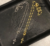 CHROME HEARTS Tiny Cross Necklace (with Tiny E Plus Chalk Chain) Prata 925