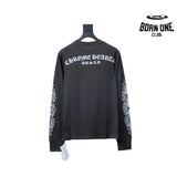 Camiseta Manga Longa Chrome Hearts USA Scroll Cinza Escuro