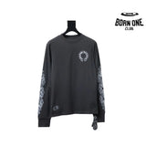Camiseta Manga Longa Chrome Hearts USA Scroll Cinza Escuro
