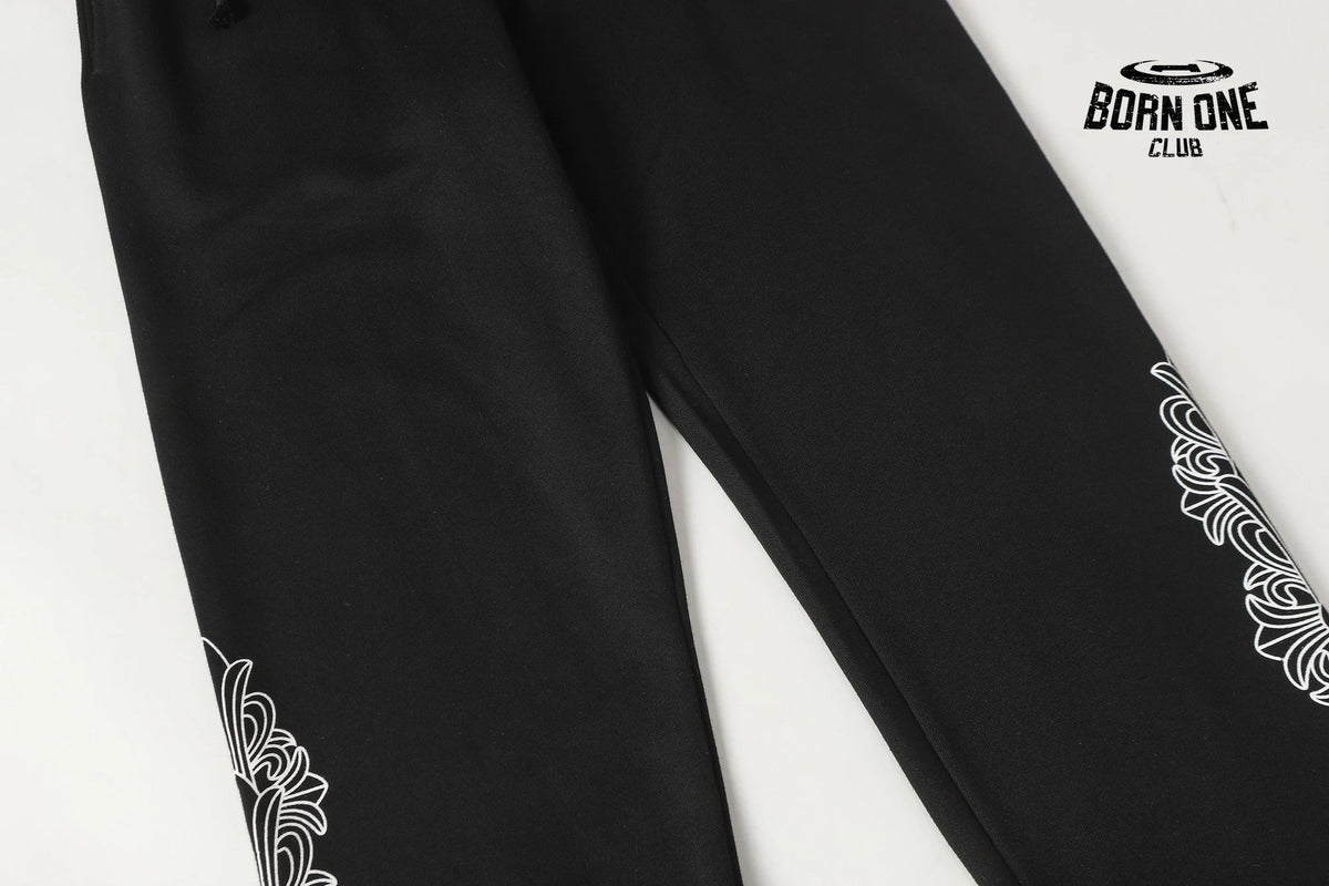 Calça Moletom Chrome Hearts Horseshoe Floral Preta