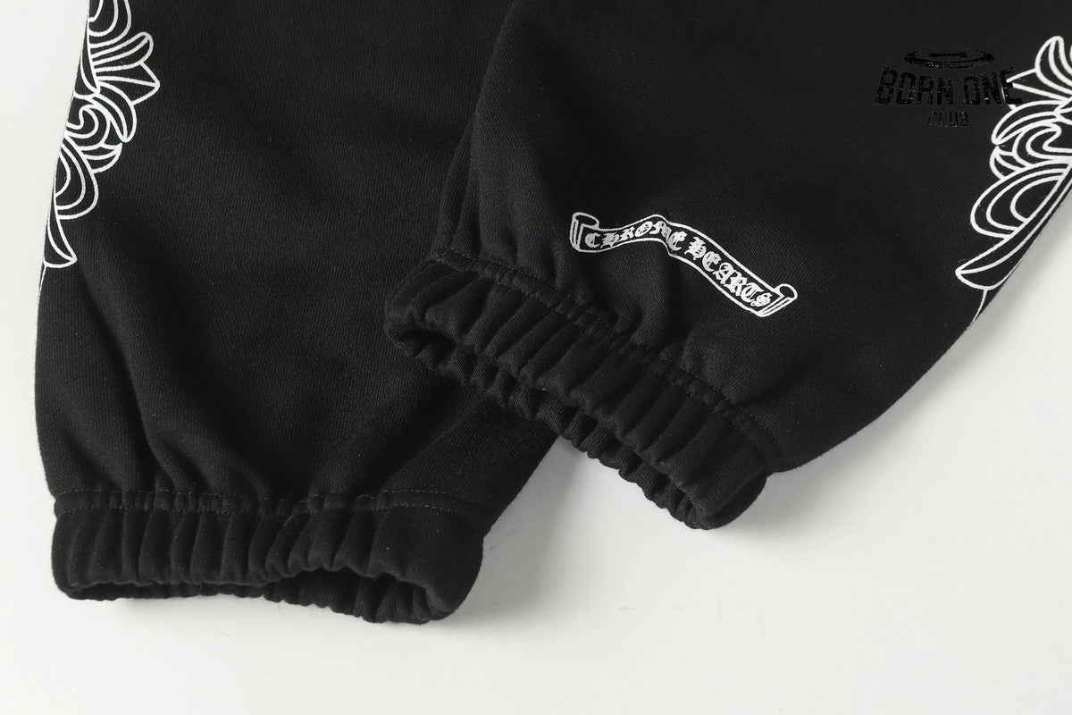 Calça Moletom Chrome Hearts Horseshoe Floral Preta