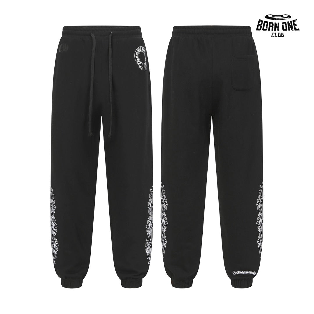 Calça Moletom Chrome Hearts Horseshoe Floral Preta