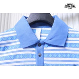 Camiseta Polo Manga Longa Chrome Hearts Striped Azul