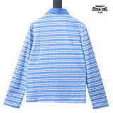 Camiseta Polo Manga Longa Chrome Hearts Striped Azul