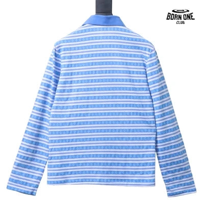 Camiseta Polo Manga Longa Chrome Hearts Striped Azul