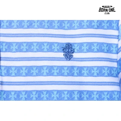 Camiseta Polo Manga Longa Chrome Hearts Striped Azul