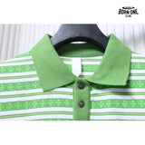 Camiseta Polo Manga Longa Chrome Hearts Striped Verde