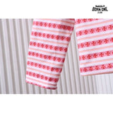 Camiseta Polo Manga Longa Chrome Hearts Striped Rosa
