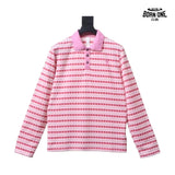 Camiseta Polo Manga Longa Chrome Hearts Striped Rosa