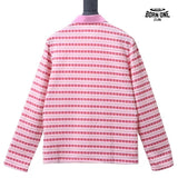 Camiseta Polo Manga Longa Chrome Hearts Striped Rosa