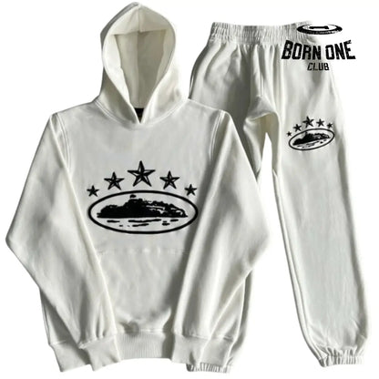 Conjunto Corteiz 5th Anniversary Track Suit White P / P