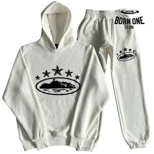 Conjunto Corteiz 5th Anniversary Track Suit White P / P