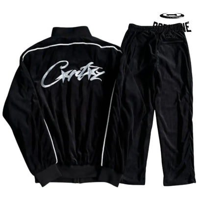 Conjunto Corteiz Velor Track Set Black