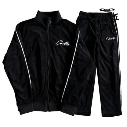 Conjunto Corteiz Velor Track Set Black P