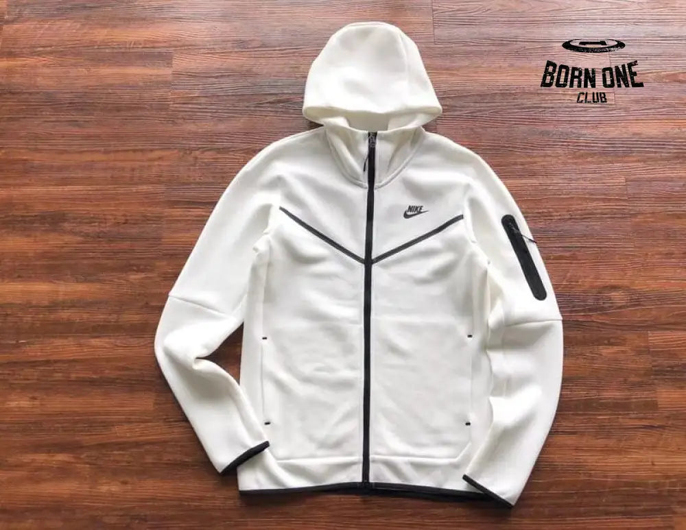 Conjunto Nike Tech Fleece Branco Jaqueta e Calça