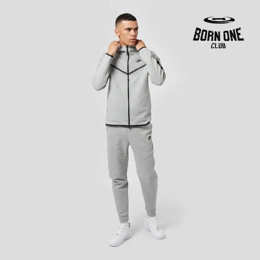Conjunto Nike Tech Fleece Cinza Jaqueta e Calça M / M