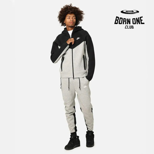 Conjunto Nike Tech Fleece Cinza/Preto 2023 (New Season) Jaqueta e Calça