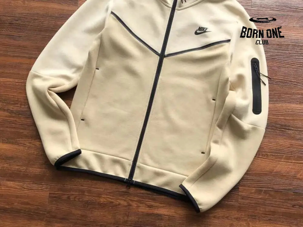 Conjunto Nike Tech Fleece Creme Jaqueta e Calça