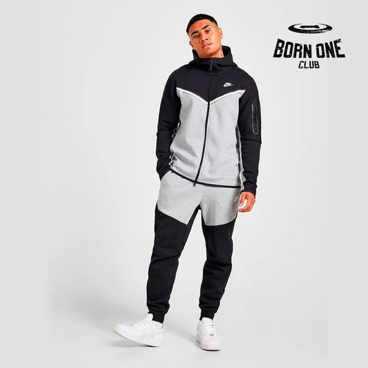 Conjunto Nike Tech Fleece Preto e Cinza Jaqueta e Calça P / P
