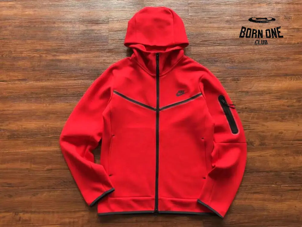 Conjunto Nike Tech Fleece Vermelho Jaqueta e Calça
