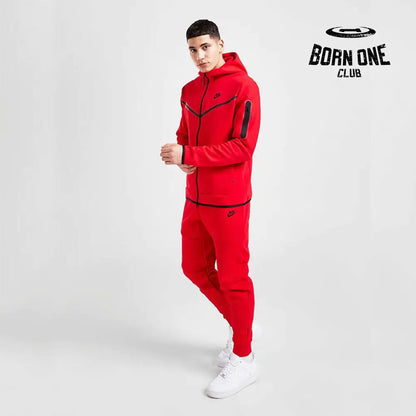 Conjunto Nike Tech Fleece Vermelho Jaqueta e Calça P / P