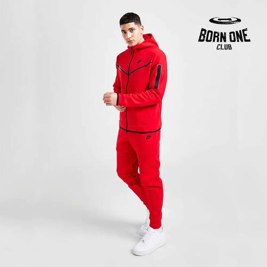 Conjunto Nike Tech Fleece Vermelho Jaqueta e Calça P / P