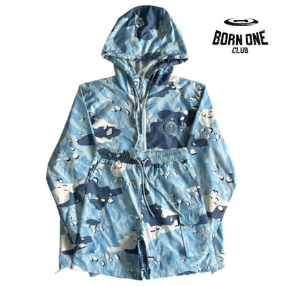 Conjunto Trapstar Camo Windbreaker Suit P / Azul Militar