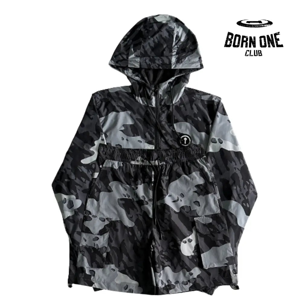 Conjunto Trapstar Camo Windbreaker Suit P / Cinza Militar