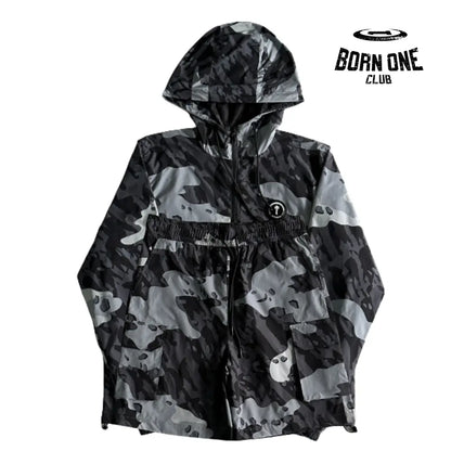 Conjunto Trapstar Camo Windbreaker Suit P / Cinza Militar