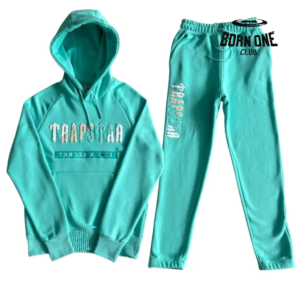 Conjunto Trapstar Chenille Decdoded Hoddie Tiffany Blue P