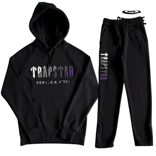 Conjunto Trapstar Decdoded Chenille Hooded Tracksuit Black & Purple