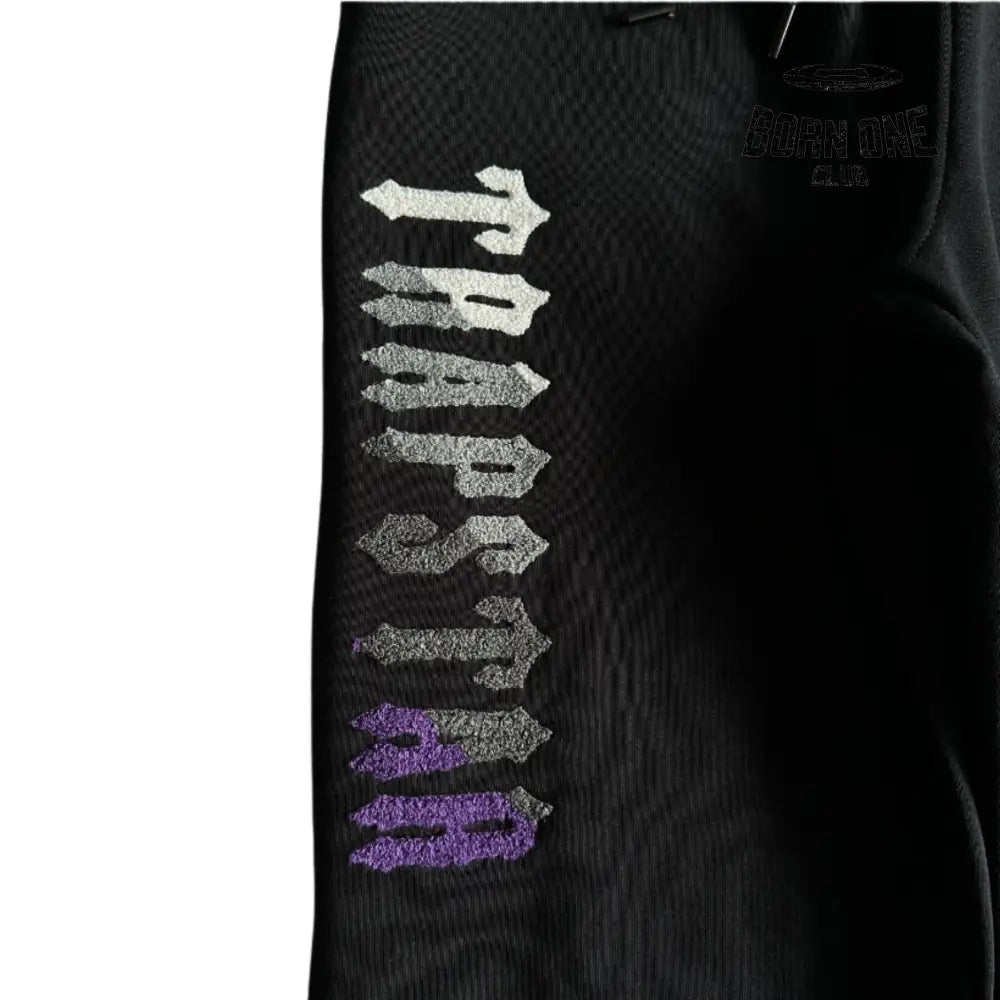 Conjunto Trapstar Decdoded Chenille Hooded Tracksuit Black & Purple