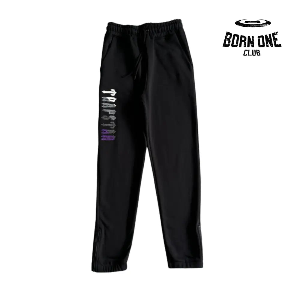 Conjunto Trapstar Decdoded Chenille Hooded Tracksuit Black & Purple
